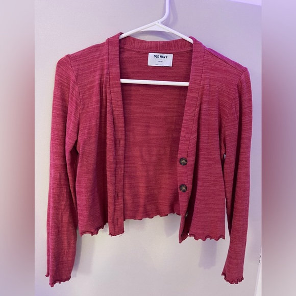 Old Navy Girls Cardigan Heathered Red Large 10-12 - Picture 2 of 5